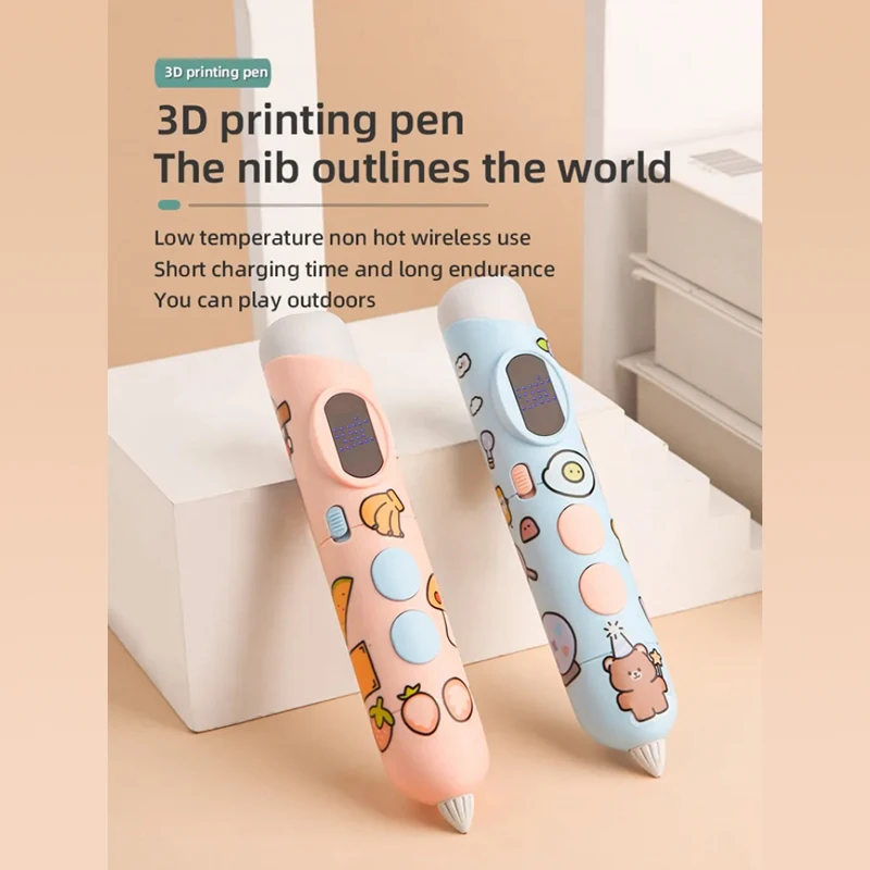 Caneta de impressão 3D com filamento PCL gratuito para crianças, baixa temperatura, padrão dos desenhos animados, brinquedos inteligentes, presente para meninos e meninas