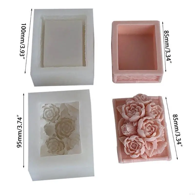 97BA Peony Storage Box Epoxy Resin Molds Rings Container Silicone Moulds Jewelry Box Casting Mold for DIY Art Crafts Making