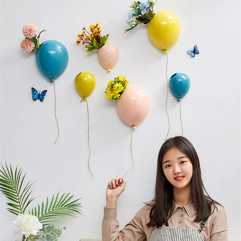 American Ceramic Balloon Wall Hanging Cake Ice Cream Shop Wall Creative Vase Kindergarten Wall Decoration Pendant