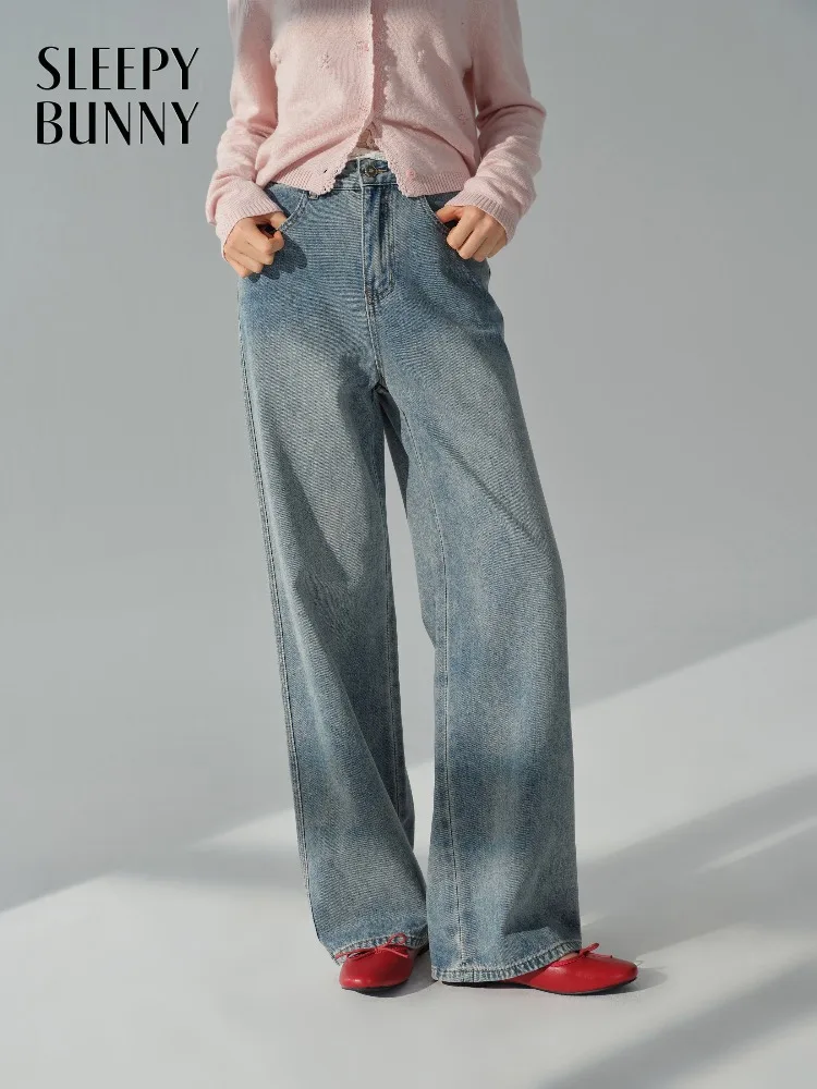 

Vintage Blue Jeans Women High Waist Casual Loose Wide Leg Pants Washed Denim Trousers Slimming Elegant Fashion Autumn Outfit