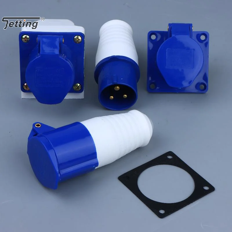 220V 16A 3 Pin Industrial Waterproof Plugs/Socket Male/Female Connector IP44 2P For Caravan Motorhome Trailer Truck Yacht