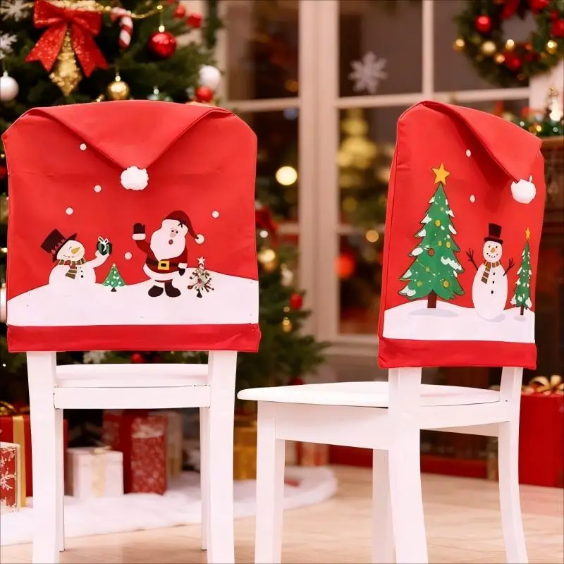 

(1 piece/bag) 60cm X 49cm Red Christmas Wooden Chair Cartoon Gift Candy Decoration New Year Celebration