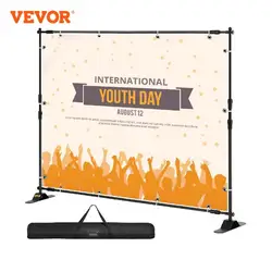 VEVOR 8ft Backdrop Stand for Trade Show Exhibitor Photography Studio W/ Carrying Case Background Stand Backdrop Support System