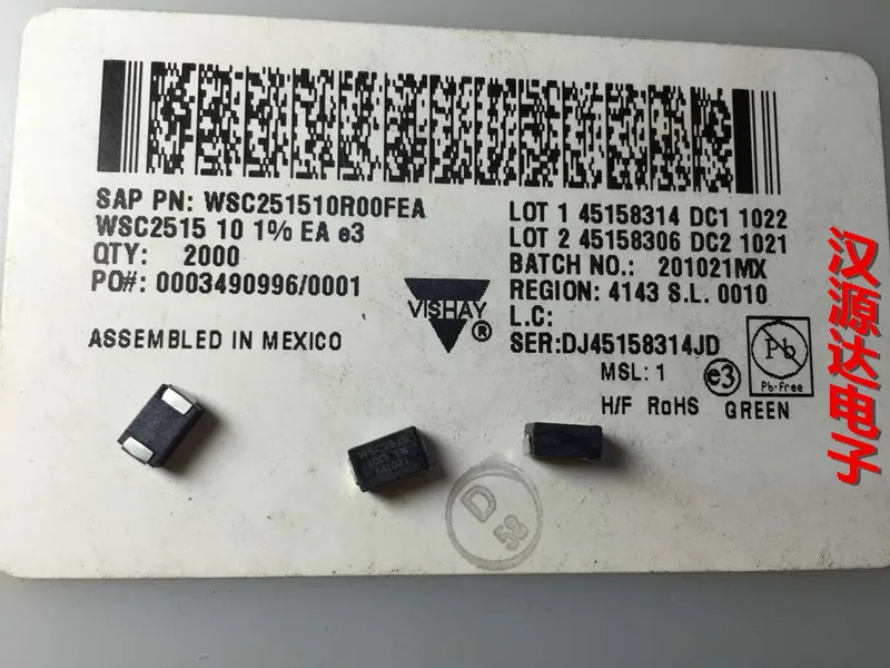 10pcs/lot WSC251510R00FEA WSC 2515 10R 1% 50PPM 1W chips Electronic new
