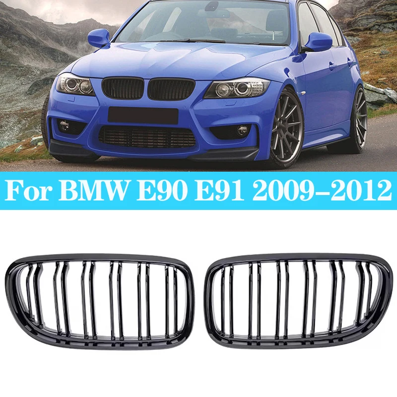 

Car Front Kidney Grilles Double Slat Grill Grille Racing Grills For BMW 3 Series E90 E91 LCi 320i 318i 325i 09- 12 Accessories