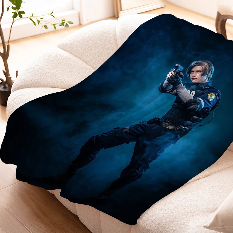 Sofa Blankets for Winter Leon Kennedy Custom King Size Warm Knee Bed Fleece Camping Fluffy Soft Blankets Microfiber Bedding