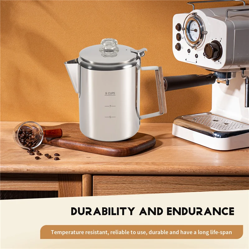

Practical-Coffee Percolators Stovetop For Camping, Percolator Coffee Pot Stainless Steel Coffee Maker Camping 9 Cup