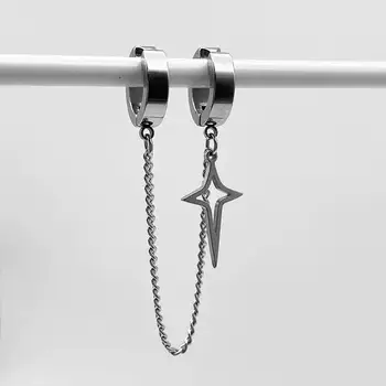 1件裝時尚簡約耳釘,適合青少年佩戴,無需耳洞,男女皆宜,假耳環星星吊墜耳環飾品 6 最佳銷售 男士假耳環 - №4