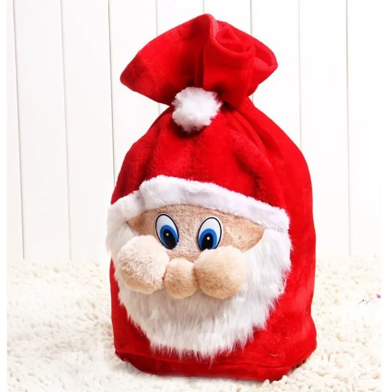 Red Santa Claus Sack Stocking Big Gift Bags Christmas Day Decoration Flannel Large Christmas Drawst Bag Xmas Gift Bags