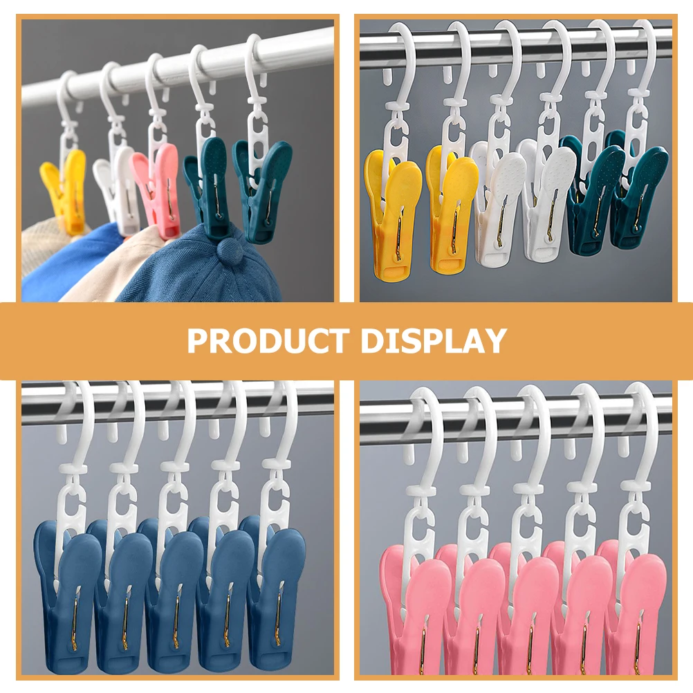 

30Pcs Laundry Hook Clips Strong Plastic Clothing Hangers for Home Office Holding Socks Hats Towels Multi Use Hanging