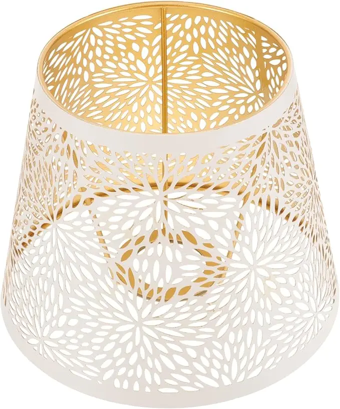 

Белый металлический абажур, E27, цветочная тень, винтажные абажуры для настольного и напольного светильника, небольшие абажуры W19cm, H 15cm, верх 13cm