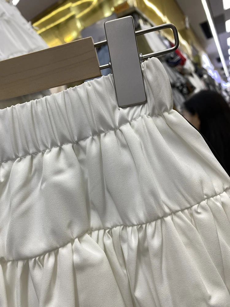 Dophee White Lace Splicing Women Cake Skirt 2025 New Spring Summer Age Reduction Cute A-line Skirt High Waist Elegant Mini Skirt