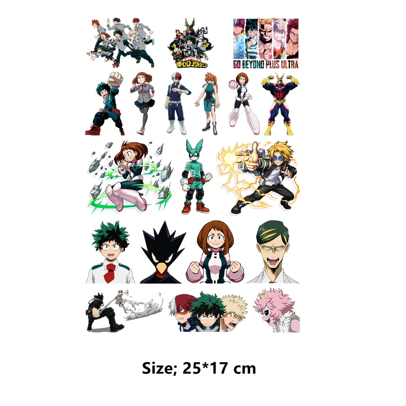 Anime My Hero Academia clothing Patches small size heat transfer stickers DIY Sewing Decoration Ironing applications