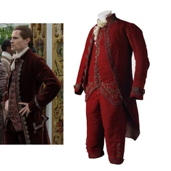 1778s Men's Rococo Wedding Costume Tudor Regency Royal Court Noble Count Red Uniform Suit Carnival Business Party Ball Gown