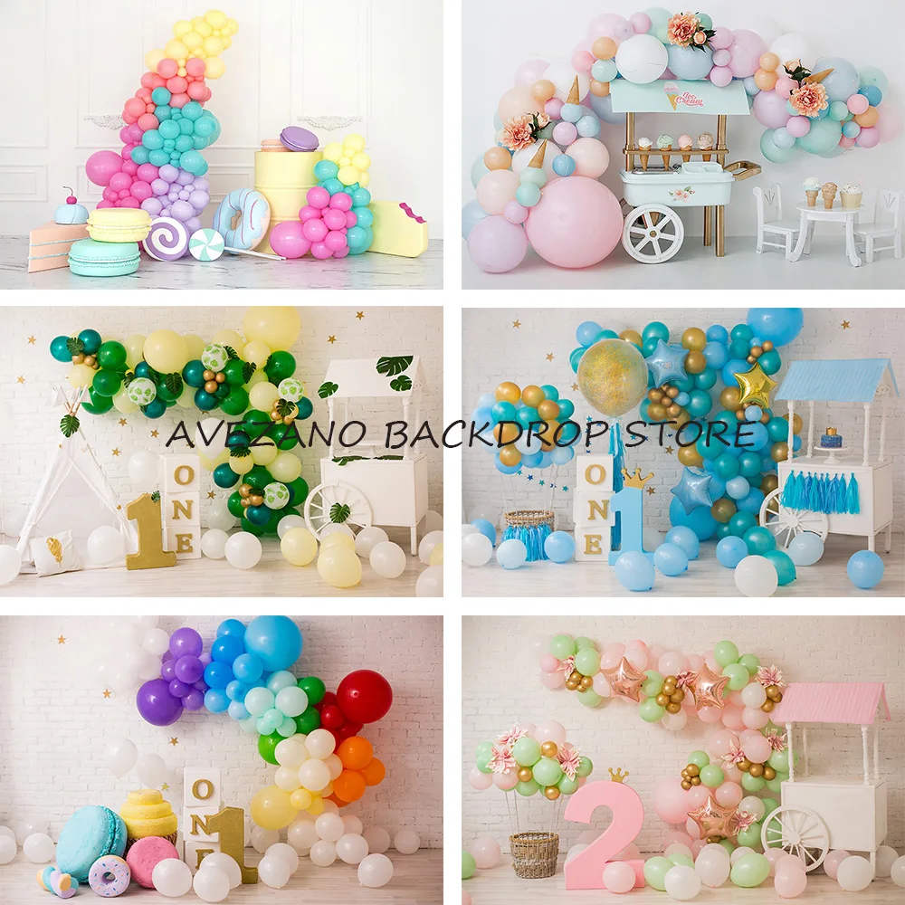 

Candy Bar Backdrop Photography Ice Cream Party Donut Child Birthday Portrait Cake Smash Balloon Background Photo Studio Decor