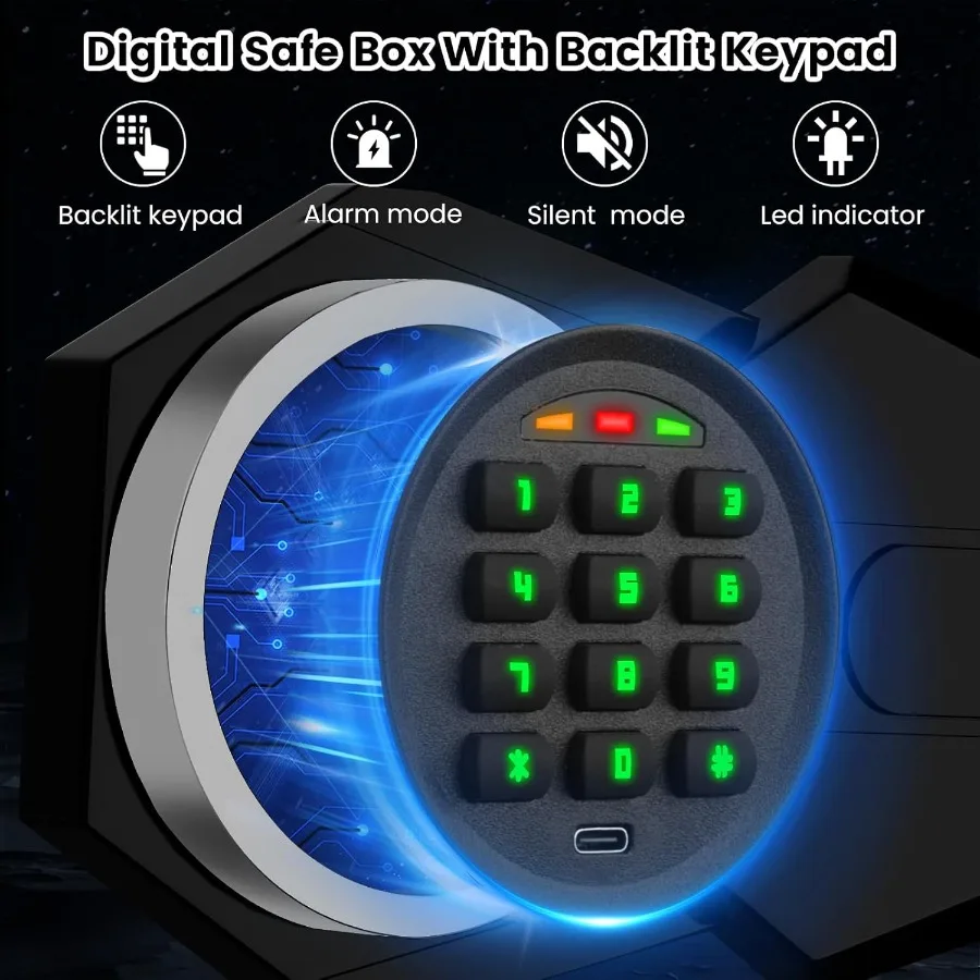 Large Home Safe Box Fireproof Waterproof with A4 Fireproof Bag and Backlit Keypad 2.4 Cu Ft Antitheft Fireproof Safe with Remov