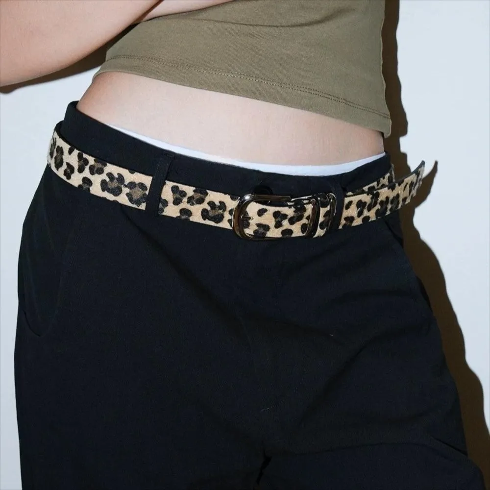 

Simple Plush Leopard Print Belt Metal Buckle Y2K PU Leather Waist Belt Harajuku Steampunk Waistband Daily
