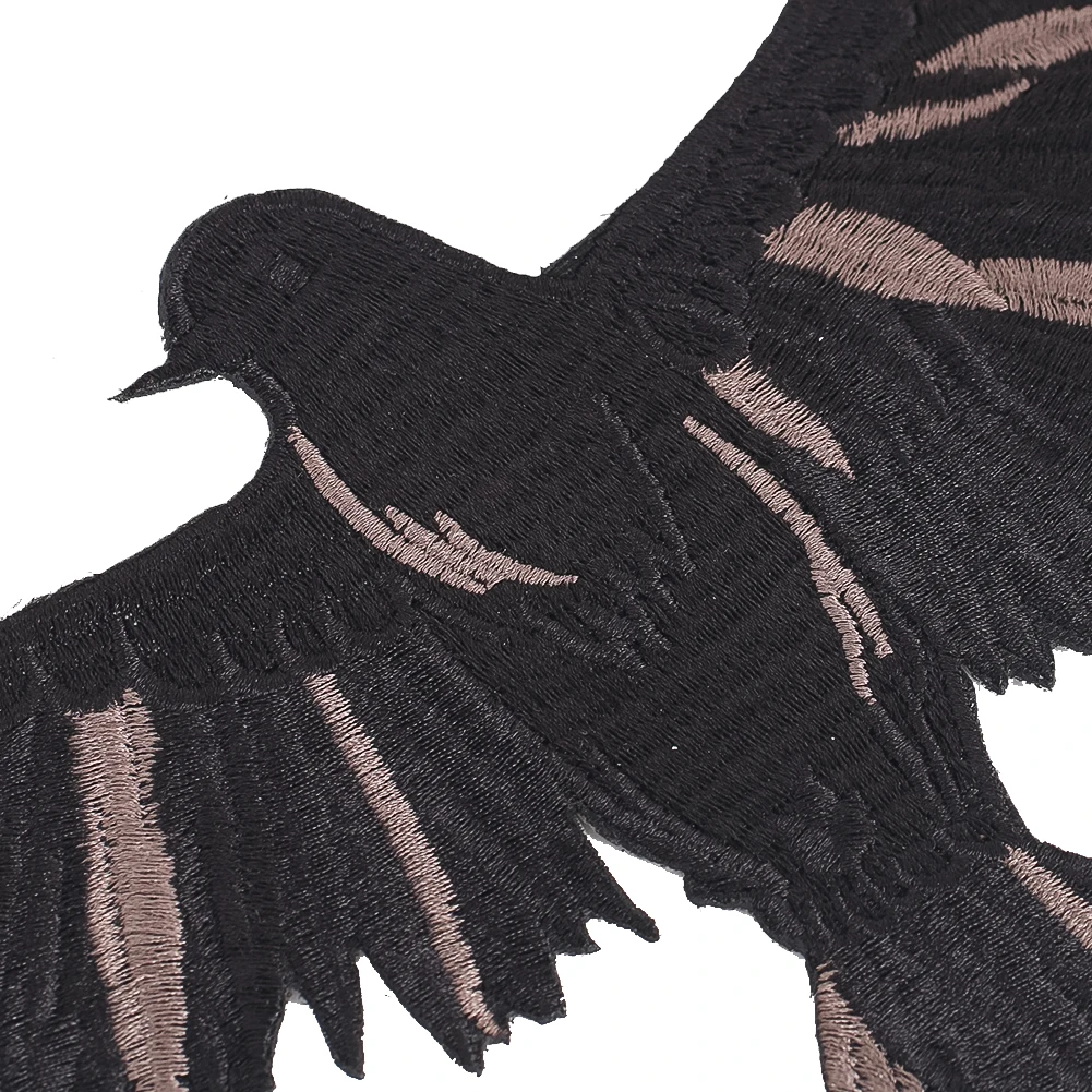 Black White Bird Embroidery Patch Peace Dove Eagle Animal Shaped Repair Patches Fashion Apparel Decor Badg Suitable for Hoodies view 5