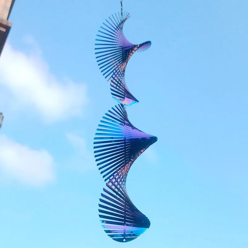 Spiralne obrotowe kuranty wiatrowe 3D Home Garden dekoracje wiszące lustro wiatraczek ze stali nierdzewnej Outdoor Windchimes