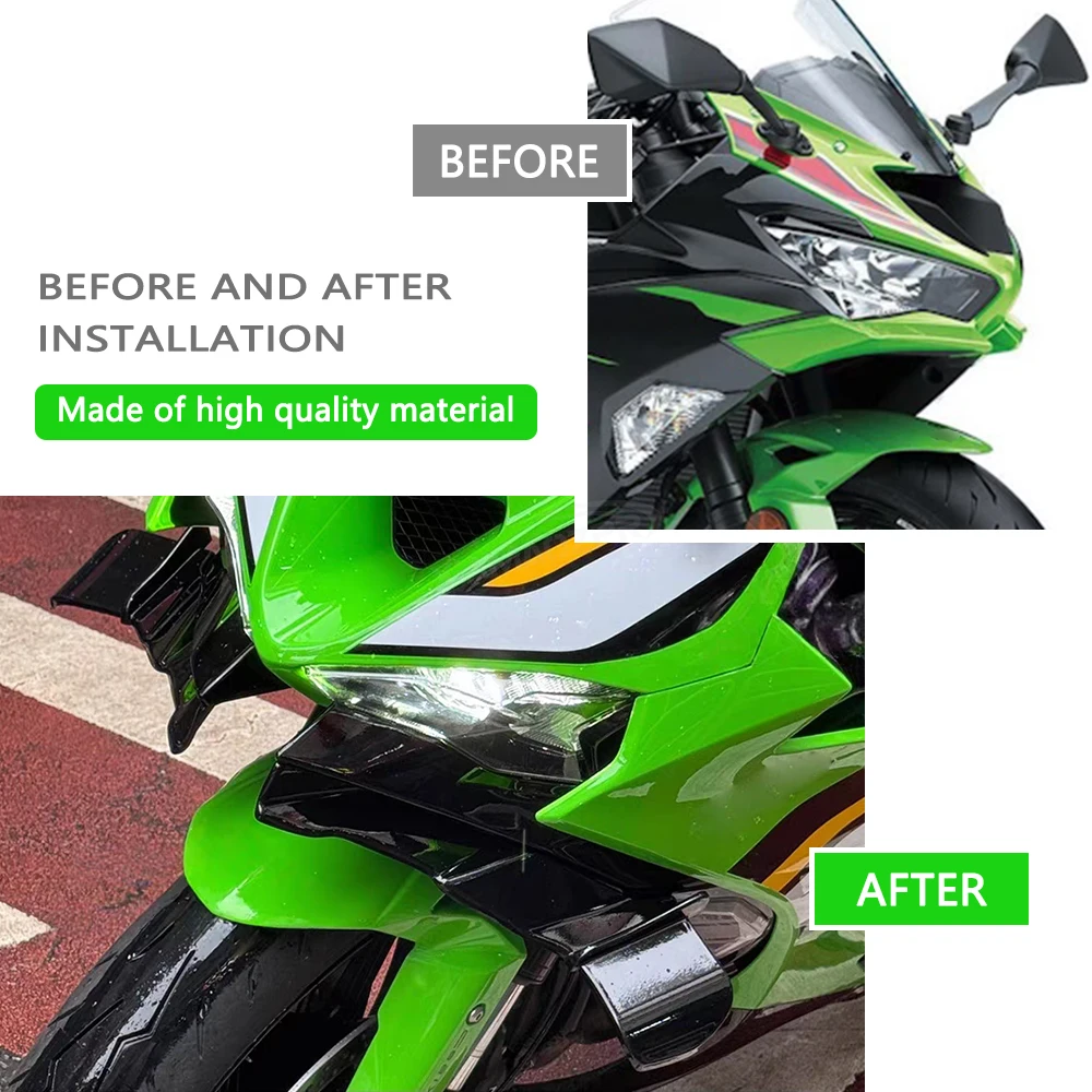 جديد لـ ZX-6R ZX6R ZX636 ZX-636 2024-2025 دراجة نارية الجبهة الشفة سبويلر الجناح هدية الجبهة الصغيرة الجناح تعديل الملحقات