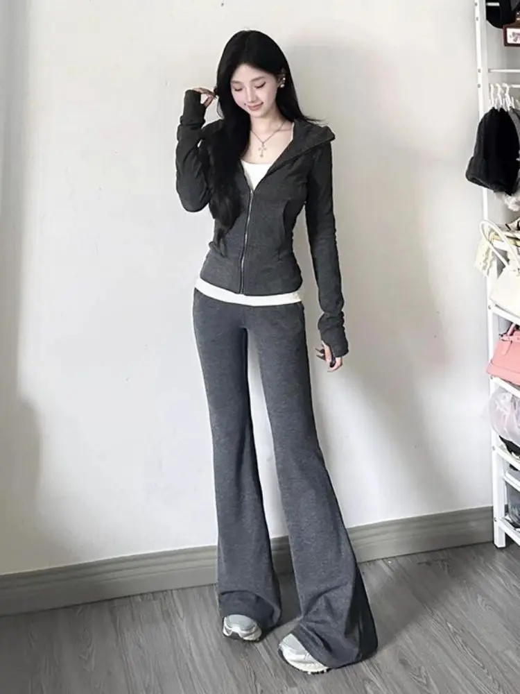 

Casual Sportswear Set for Women Autumn Fashion Slim Fit Hoodie Long Pants Two Piece Set Korean Style Student Style Slimming E...