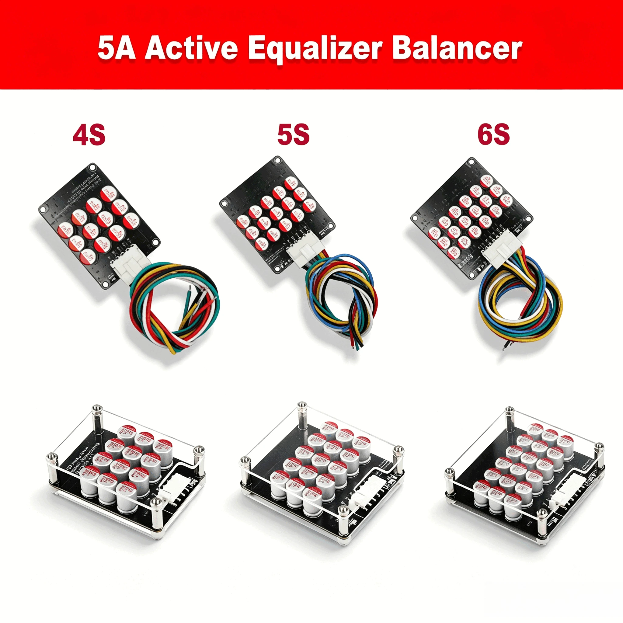 4S - 6S 5A 5S Active Balancer Optional acrylic case Cells Balancer Lipo LTO Battery Energy Capacitor Lithium Pack Lifepo4