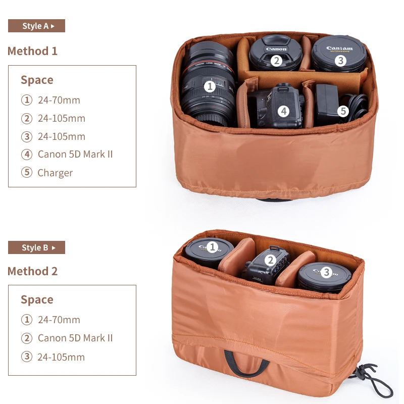 QISEMIAN DSLR camera bag - hand-held handbag camera inner ba