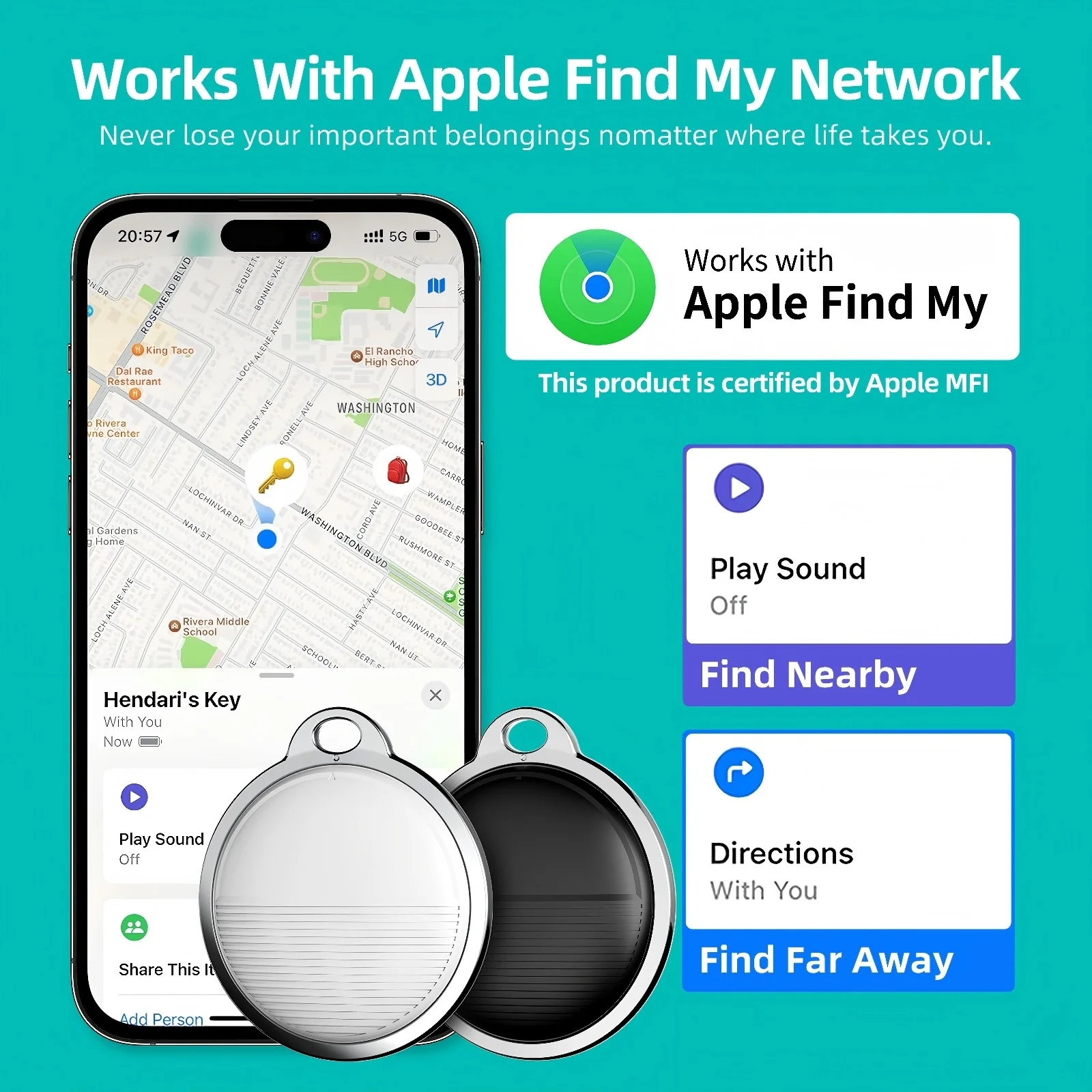 lOS-Specific AirTag Anti-Loss GPS Tracking Locator Keys Wallets and Pets Remote Precise Positioning One-Click Calling