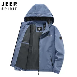 JEEP SPIRIT New Men Casual Versatile Jacket Autumn Winter Fashion Solid Outdoor Sports Top Mens Stand Collar Removable Hat Coat