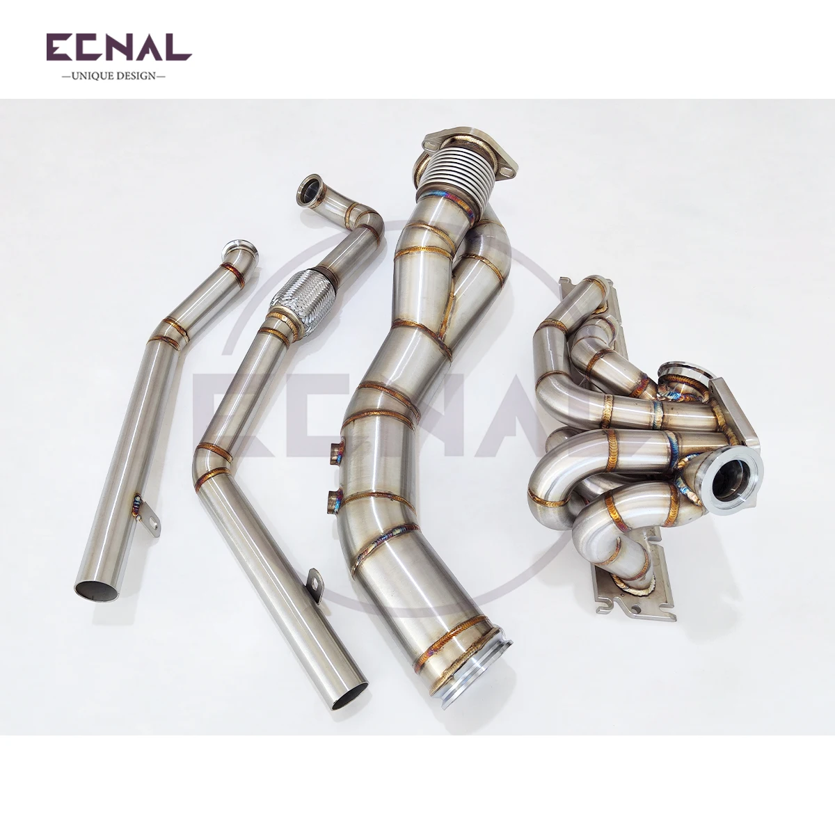 Ecnal for  G80 G82 G87 M2 M3 M4 S58 High Flow Single Turbine Stainless Steel Exhaust Manifold T4 Interface 4-inch Downpipe