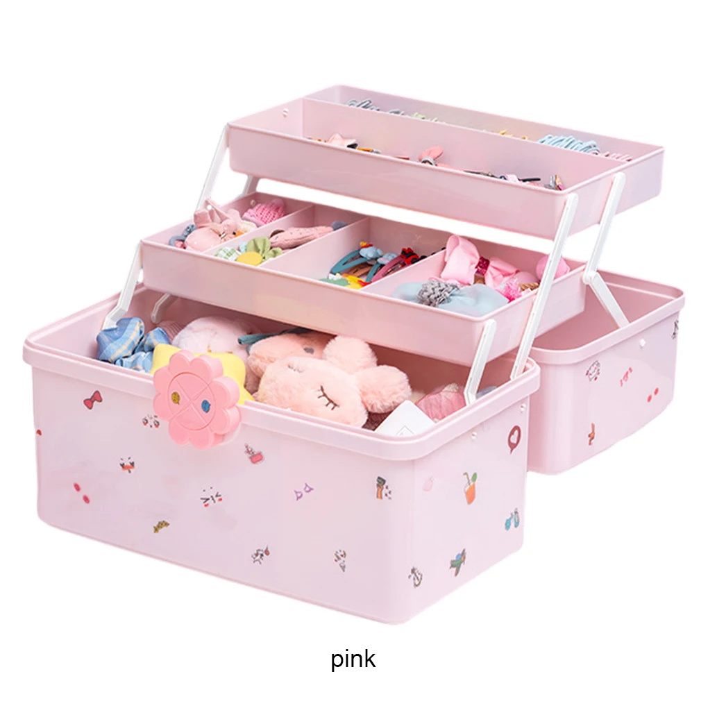 إكسسوارات الشعر مع صندوق تخزين محمول، هدايا بلاستيكية عصرية ولطيفة متعددة الأغراض