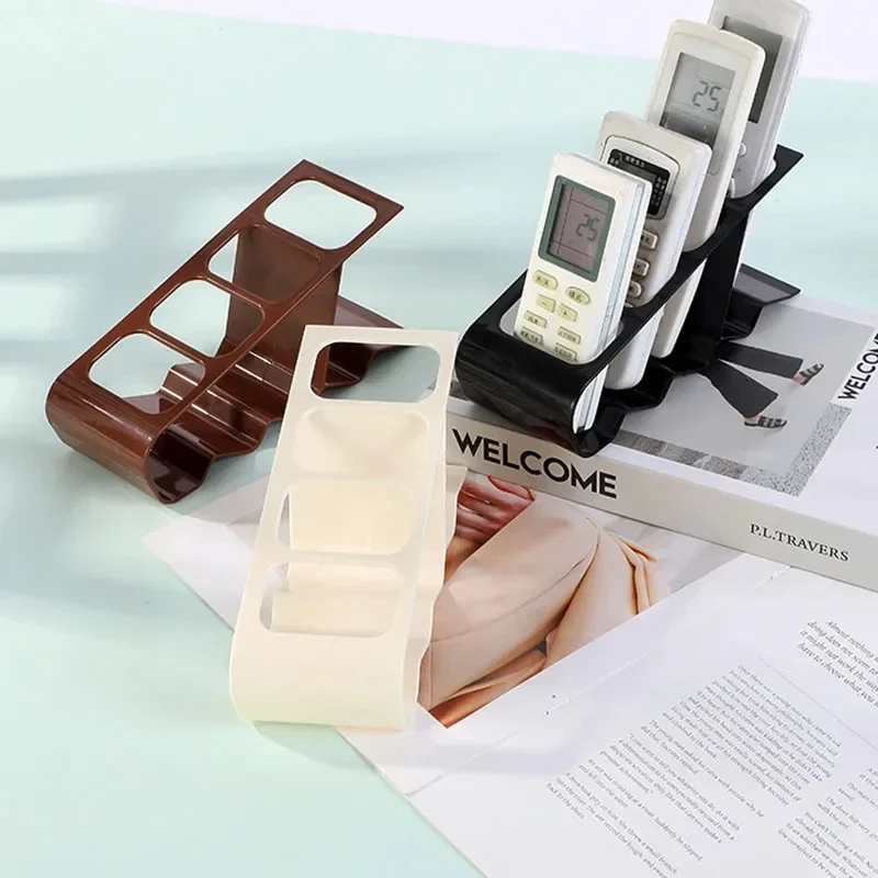 حامل جهاز تحكم عن بعد مكون من 4 فتحات، منظم مكتب بلاستيكي متين، مريح لتوفير المساحة للتلفزيون والمنزل والمكتب، رف تخزين متعدد الأغراض