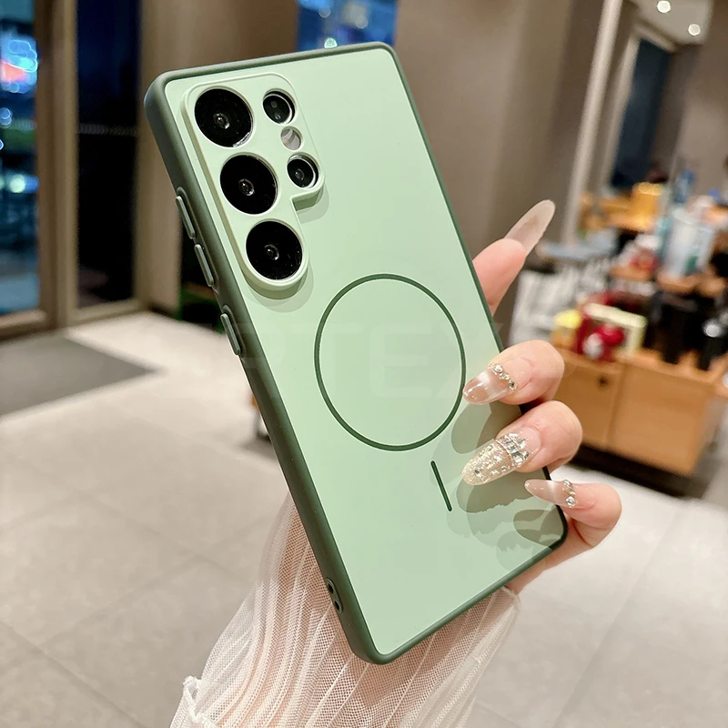 For Magsafe Luxury Matte Phone Case For Samsung S26 Ultra S25 Plus S24 Ultra S23 Ultra Silicone Shockproof Bumper Back Cover