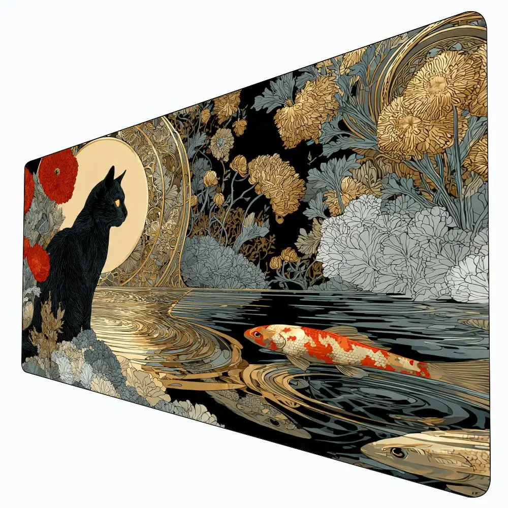 

Игровой коврик Black Cat and Koi MTG для карточных игр Magic, нескользящий, прочный, 35x60 см, для командных игр, коврик для настольных игр TCG