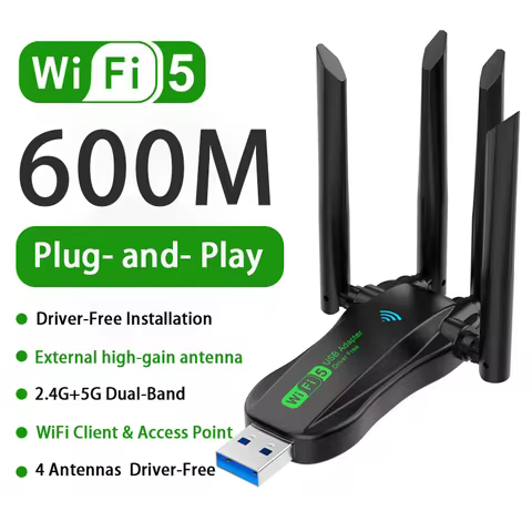 AX900 600Mbps WiFi USB3.0 Adapter WiFi5 Dual Band 2.4G+5.8Ghz 4 Antenna 802.11AC Dongle USB Wireless Card Receiver for PC/Laptop