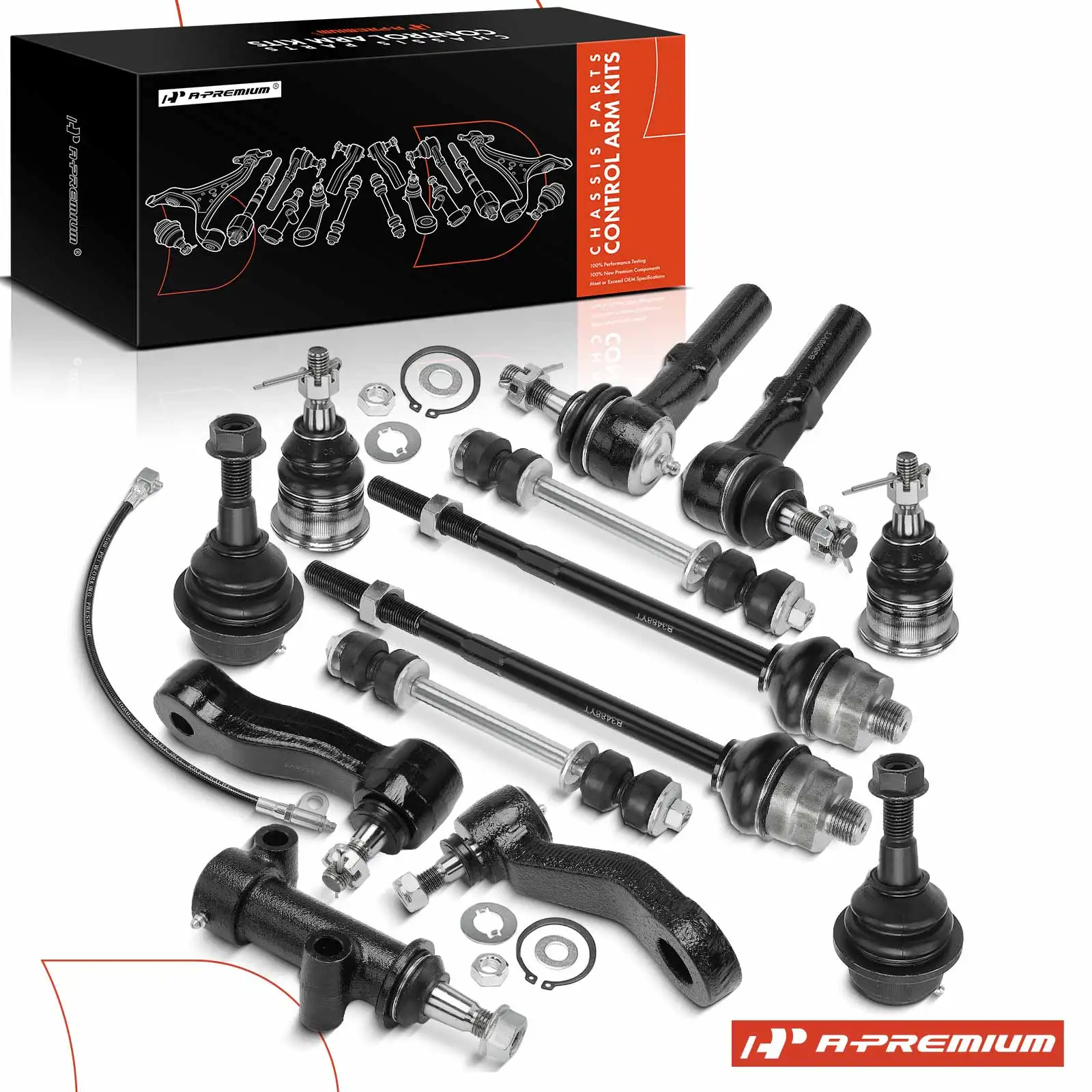 A-Premium 13x Idler Arm & Pitman Arm Sway Bar Link Kit & Tie Rod End for Chevrolet Silverado 2500 01-04 Silverado 3500 01-06