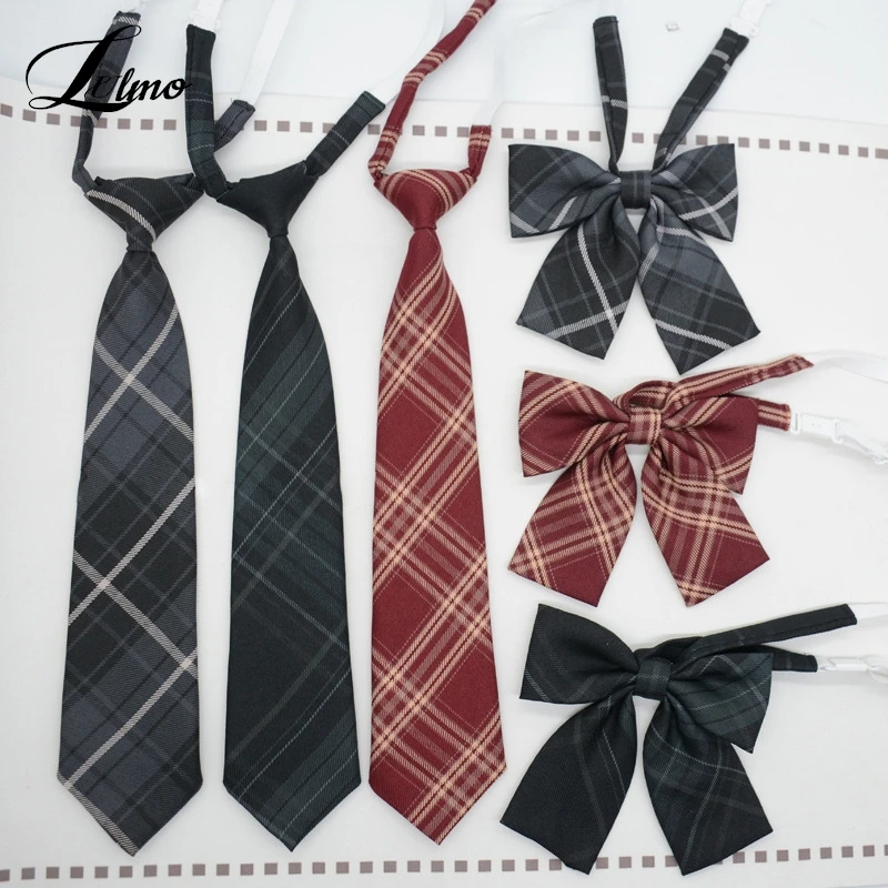 

Student Shirt Necktie Women College Style JK Plaid Uniform Lazy Adjustable Knot Ties For Girls Apparel Accessories