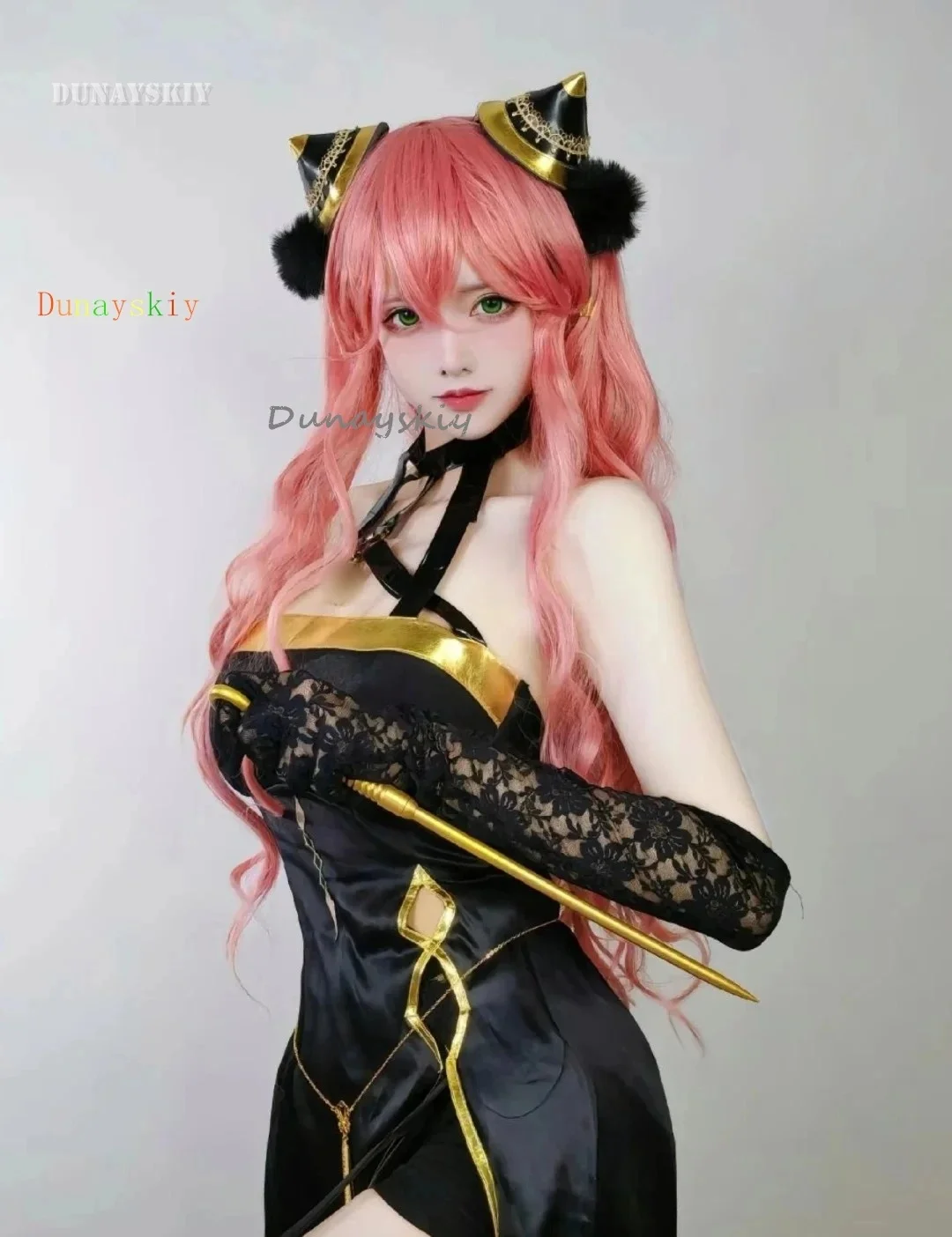 الكبار أنيا فورجر تأثيري حلي فستان أسود مجموعة كاملة الوردي شعر مستعار هالوين عيد الميلاد Coser النساء ملابس للحفلات