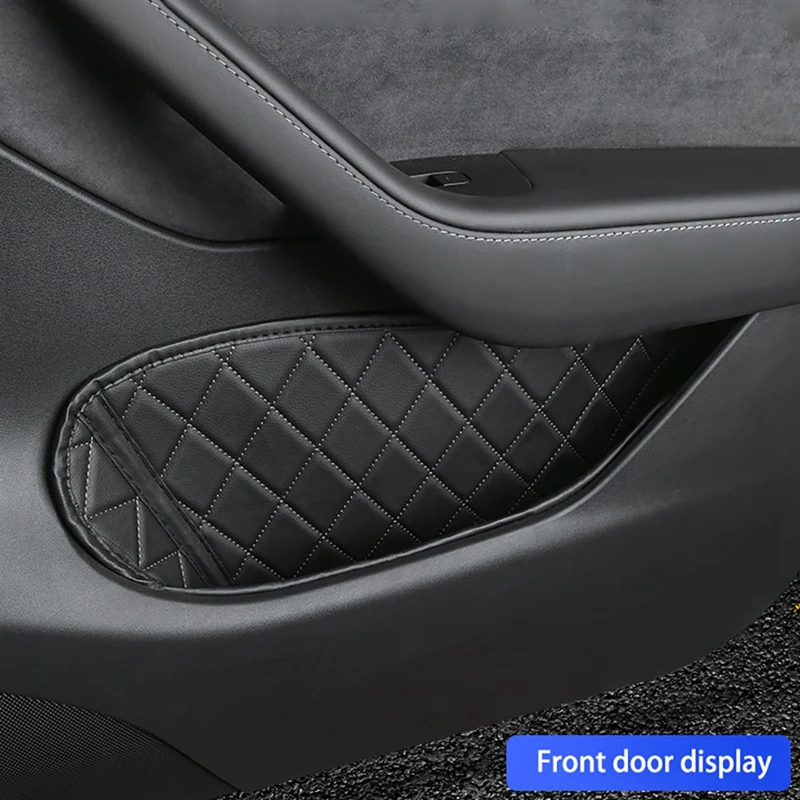 For Tesla Model 3/Y 2021 Car Door Cup PU Mat Gate Slot Pad Storage Box Mat Door Side Organizer 4Pcs/Set