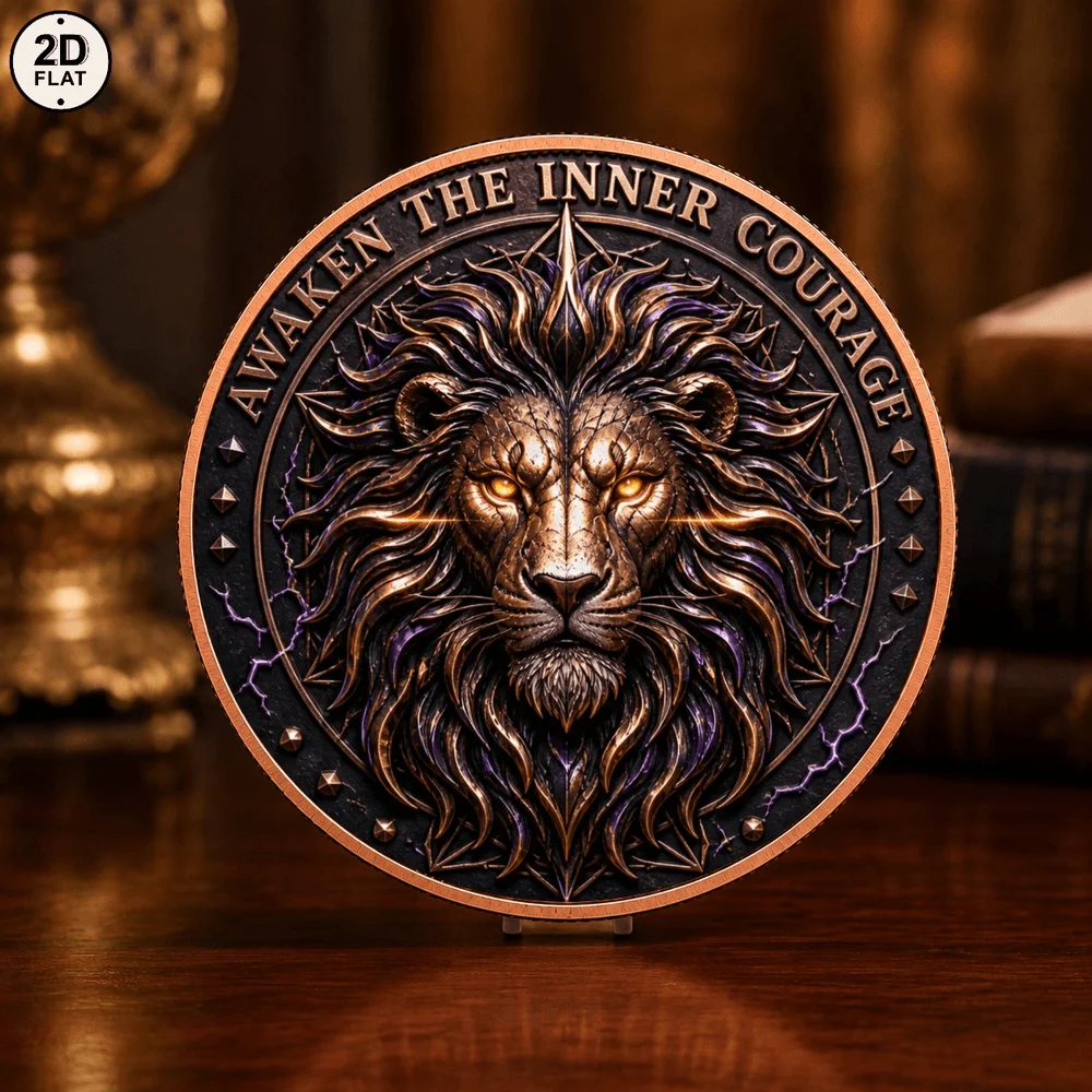 1pc 1oz .999 Fine Copper Challenge Coin Awaken The Inner Courage Lion Commemorative Coin Inspirational Wildlife Collectible Gift