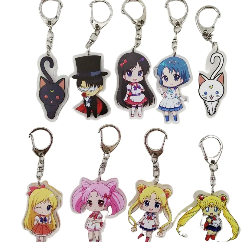 Sailor Moon Acrylic Keychain Anime Cosplay Accessory Usagi Tsukino Luna Artemis Charm