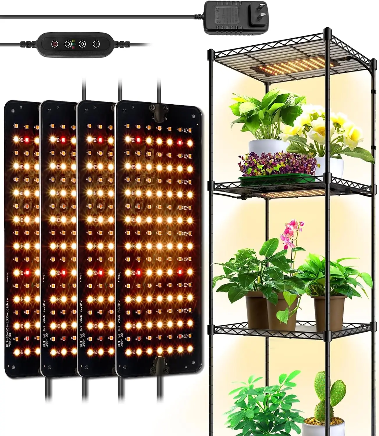 

Full Spectrum LED Grow Light Panel 40W, Ultra-Thin Design with Auto Timer & Dimmable Modes for Indoor Plants, 4-Pack