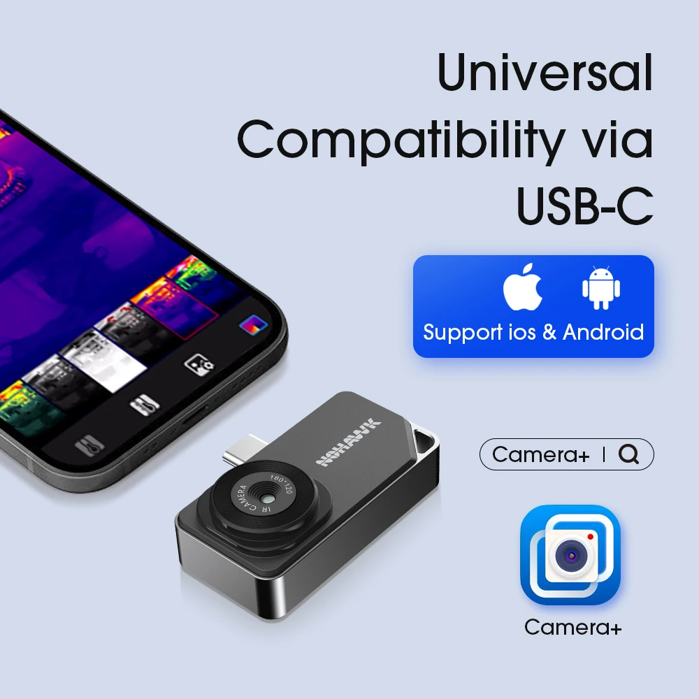 Thermal Camera with USB-C iOS & Android Device, 320x240 Super Resolution, 160x120 IR Resolution Thermal Imager, -4°F~842°F Temp