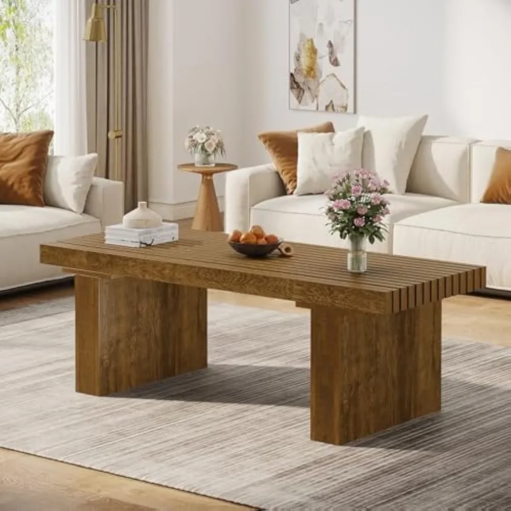 

Rectangle Coffee Table: 47.24-Inch Wood Modern Coffee Table Cocktail Table for Living Room, Farmhouse Coffee Table Center