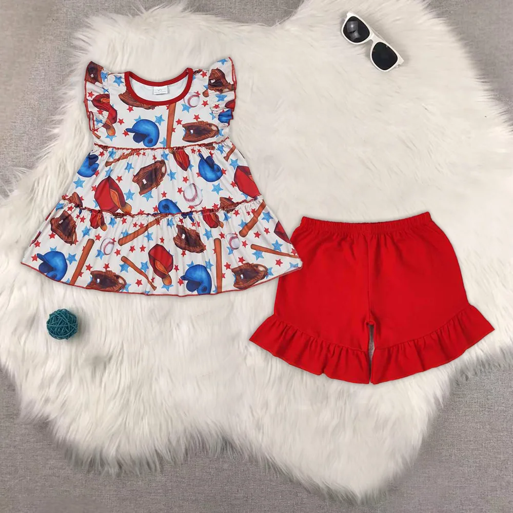 

Baby Girls Baseball Stars Flutter Sleeve Tunic Tops
