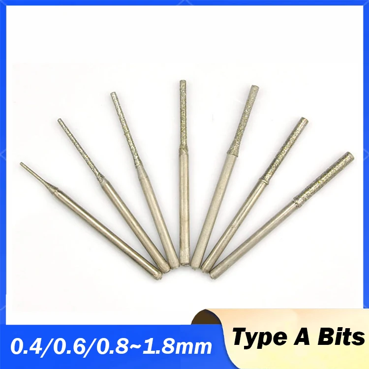 

0.4mm/0.6mm/0.8mm/1mm/1.2mm/1.4mm/1.6mm/1.8mm Extra Long Diamond Drill Bit Emery Peeling Bit Small Drilling Type A Tooth Burr