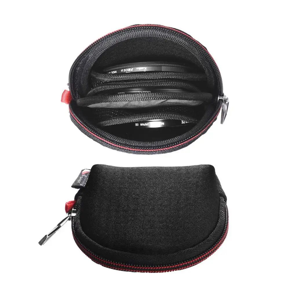 Lens Filter Storage Bag Protective Cover Round Filter Pouch Portable Shockproof Carrying Case With Buckle