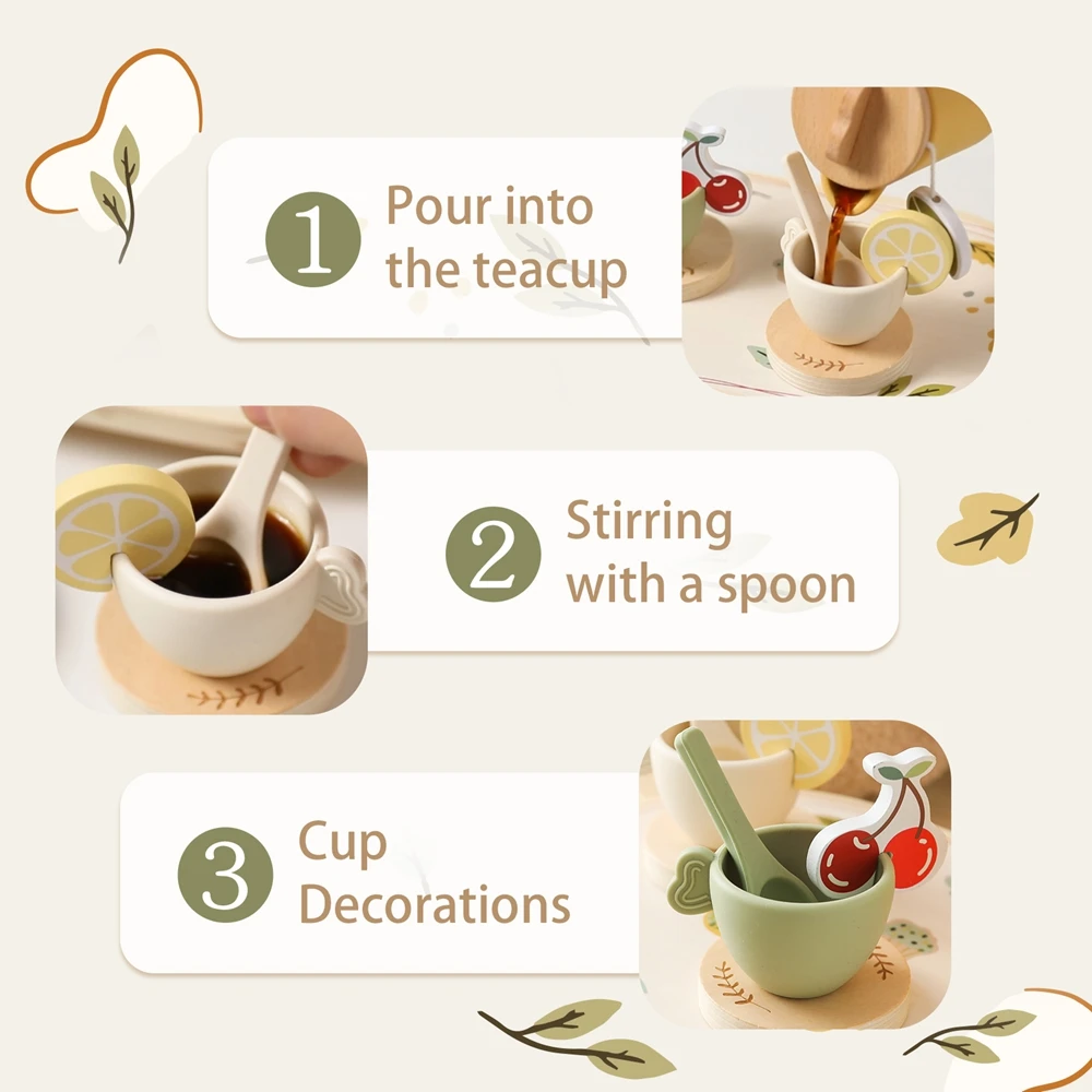 Montessori Spielzeug Mädchen Holz Tee-Sets Spielzeug Pretend Spielen Baby Spielzeug Kaffee Kuchen Nachmittag Tee Bildung Spielen Haus kinder Spielzeug