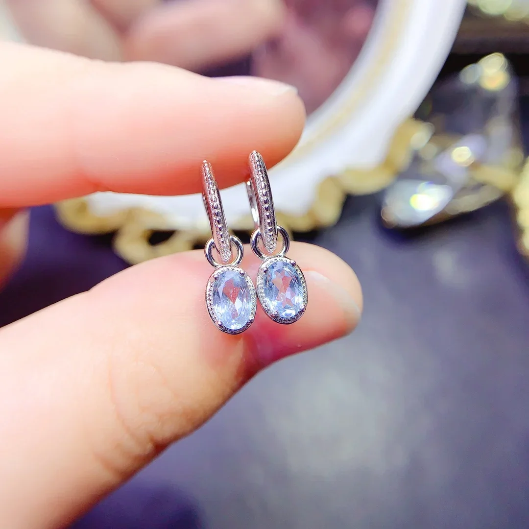 

Женские серьги из серебра 925 пробы, с натуральным топазом, магниевым алюминиевым сапфиром