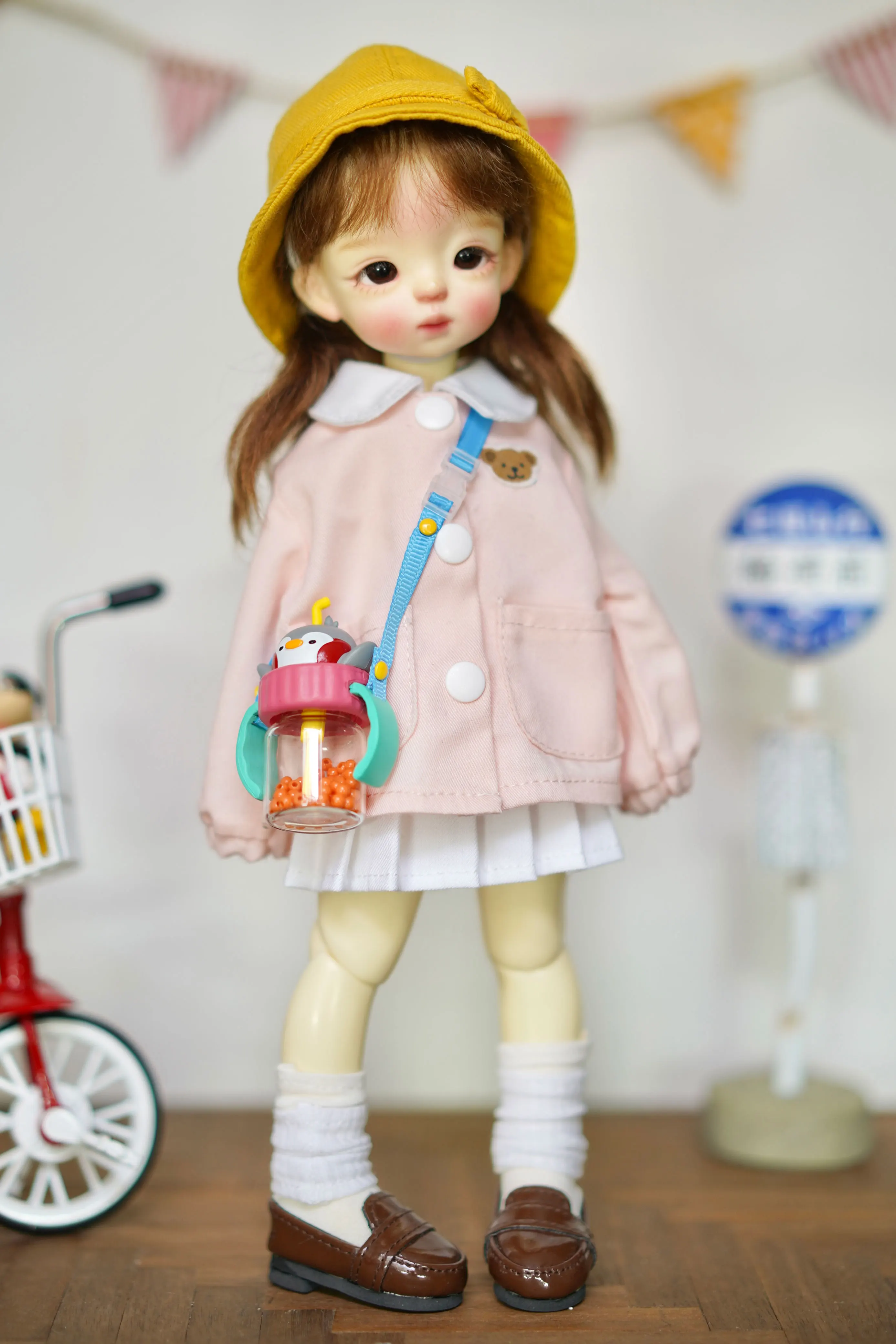 1/6Bjd Doll Teddy Bear Long Sleeved Top Shirt Big Fish Body Jk Pleated Skirt Graduation Versatile Cotton Socks Are Girl Toy Gift